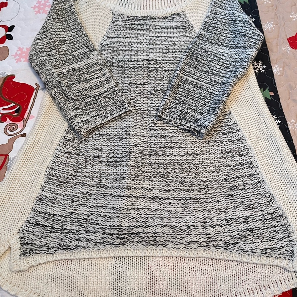ONE WORLD Cream and Black Knit Sweater